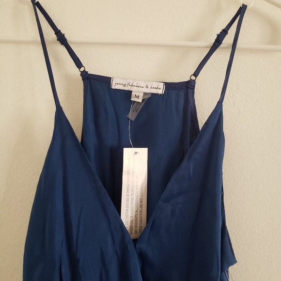 YOUNG FABULOUS & BROKE Dress Jameson Wrap Mini Dress in Jewel Blue Sky NWT - Picture 8 of 16